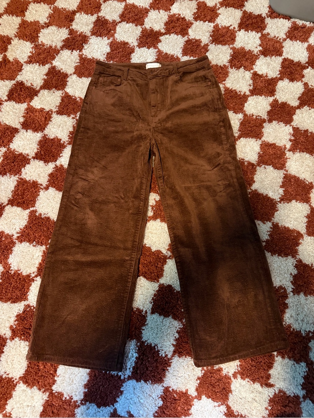 NWOT Corduroy Wide-Leg Cropped Pants in Brown
